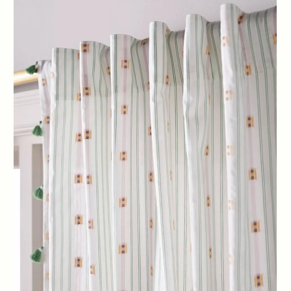 Anthropologie Nera Woven Tasseled Curtain one panel